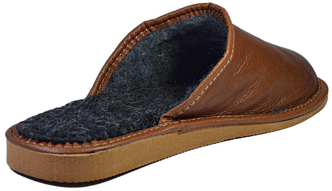 Ezio - Wool house slippers for men - Reindeer Leather