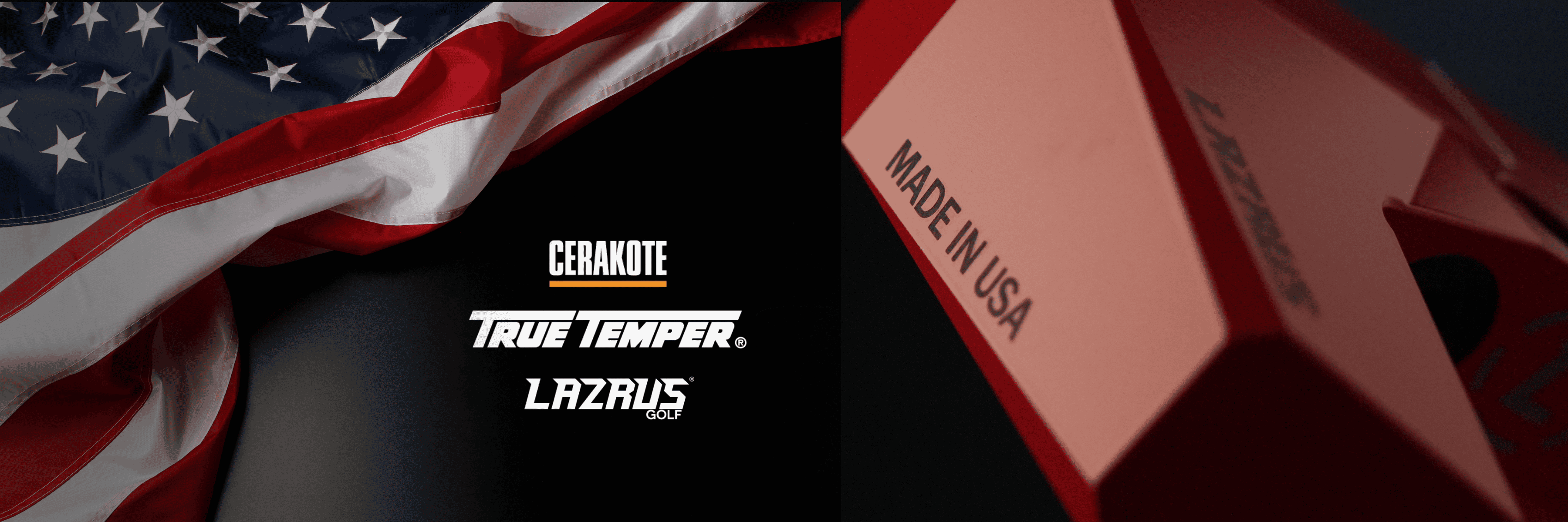 Lazrus and True Temper co-branded image showing LAZ3 zero torque putter shaft partnership