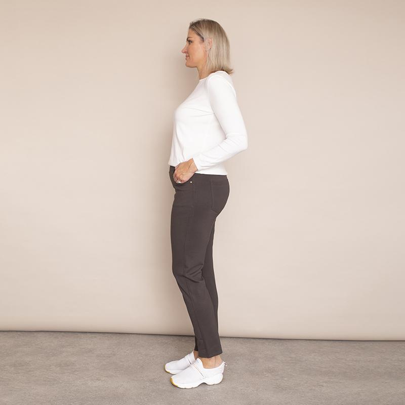 Ann Stretch Waist Trousers - Plus Size (Khaki-Dark)