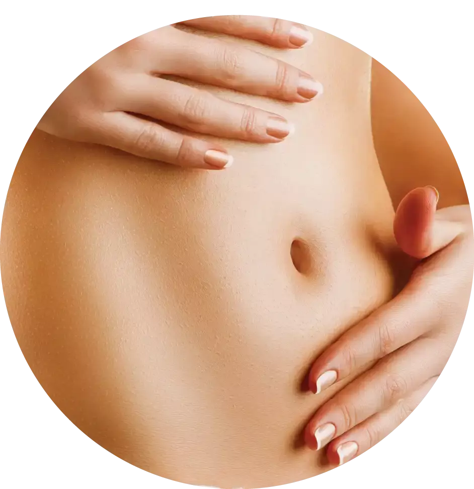 step 3: Massage it on your belly in upward, round motions 