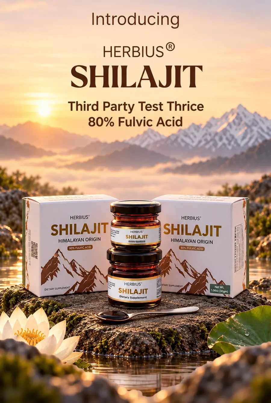 Introducing Herbius Shilajit – Himalayan Origin, third party tested thrice, 80% Fulvic Acid