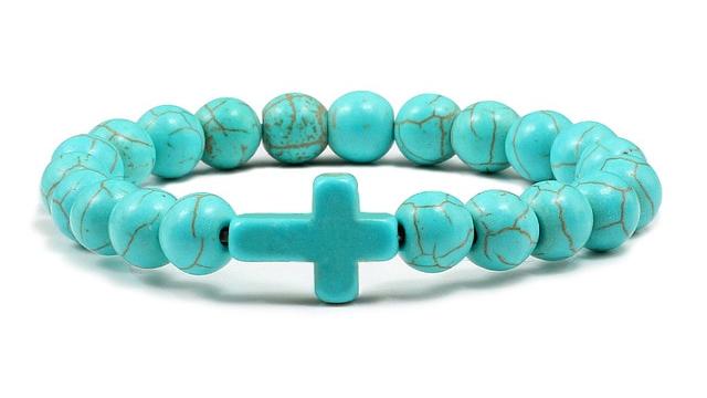 Stone Cross Bracelet - Turquoise
