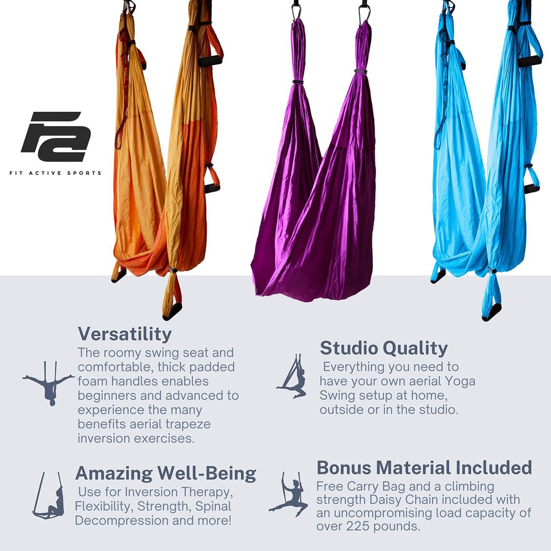 Swing De Yoga En Soie élastique - 280x150 Cm, Portable - Pour Fitness, étirement, Expérience Sensorielle à La Maison Ou Extérieur