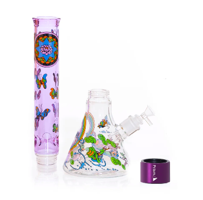 An image of a disassembled Prism Popular bong setup with the New Pond Life decal