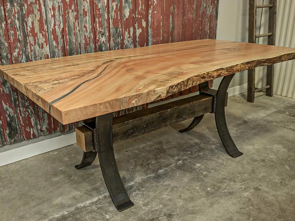 live edge table with dolphin gray epoxy
