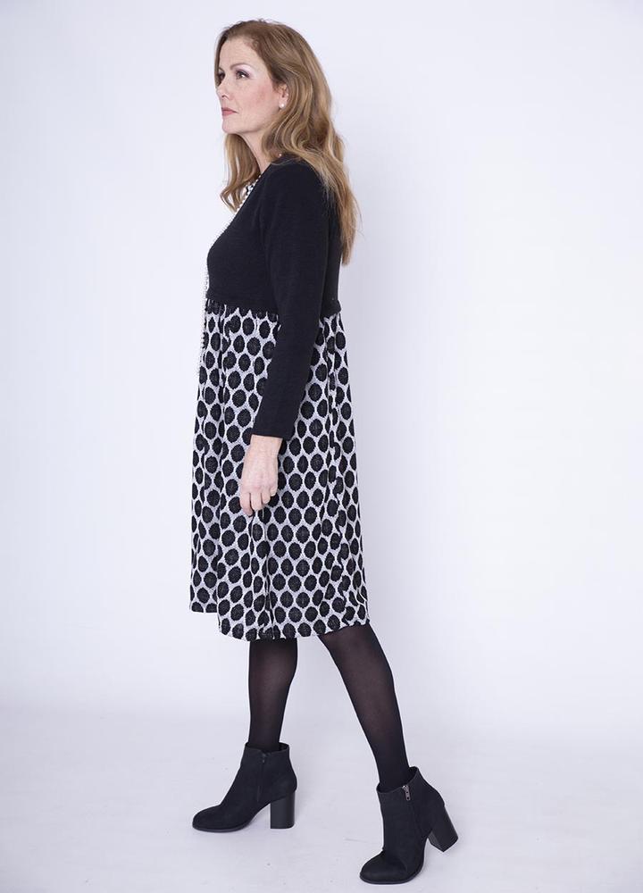 Polka Dot Jersey Dress & Necklace in Silver