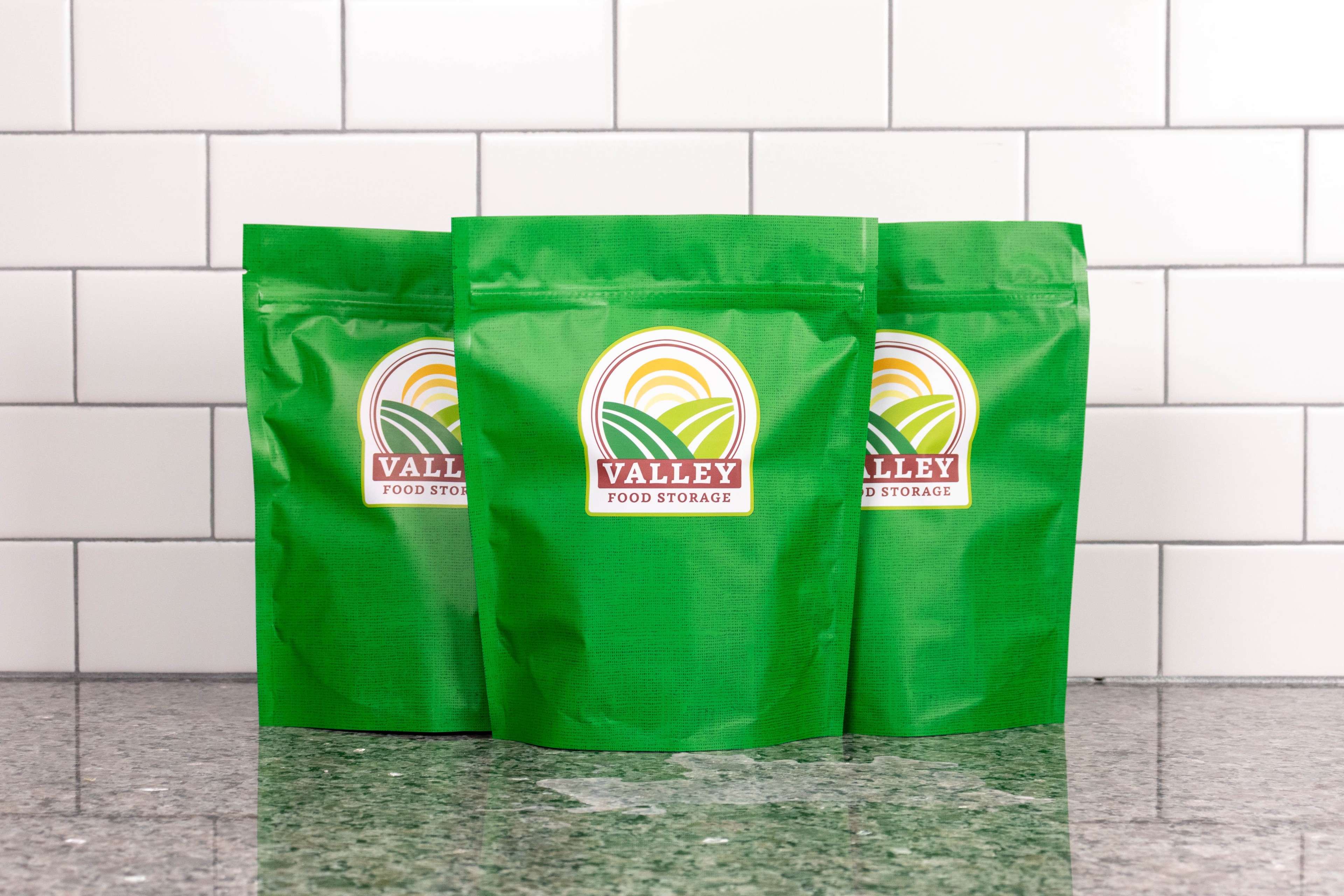 Valley Food Storage Emergency Food bags on counter