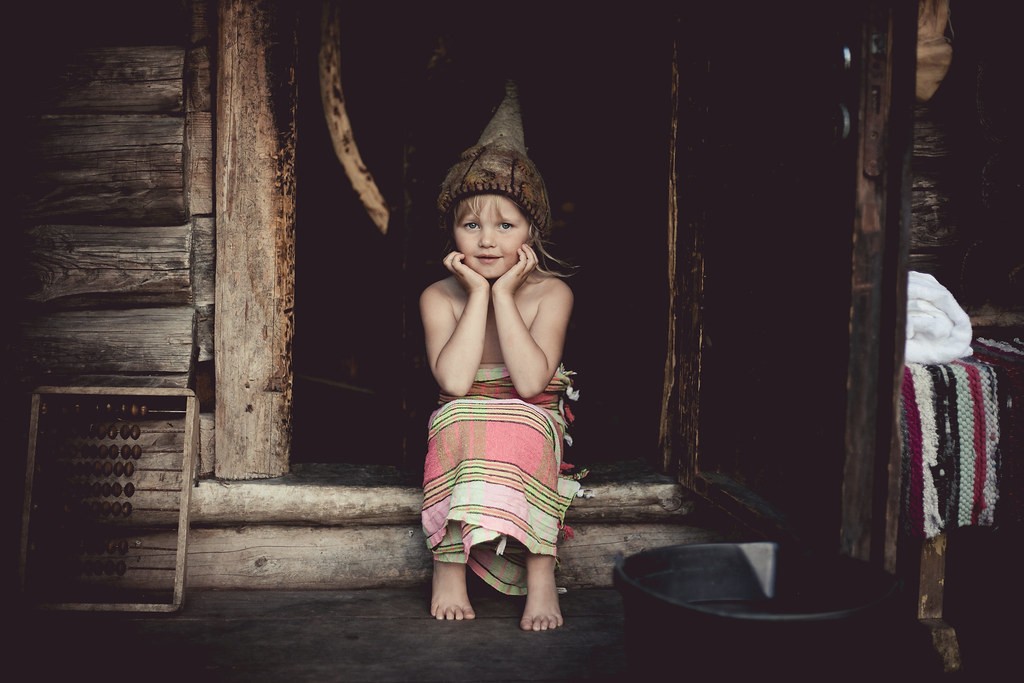 Image of a child in a sauna