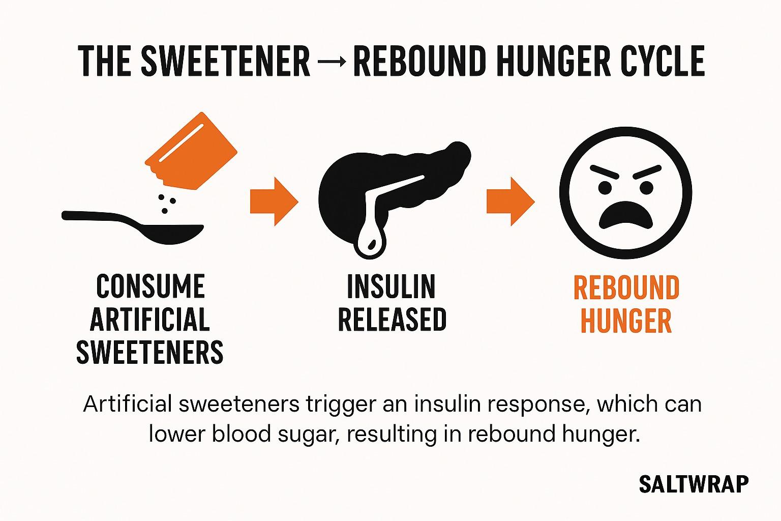The rebound effect is why artificial sweeteners can quietly increase your total calorie intake even if they contain zero calories themselves.