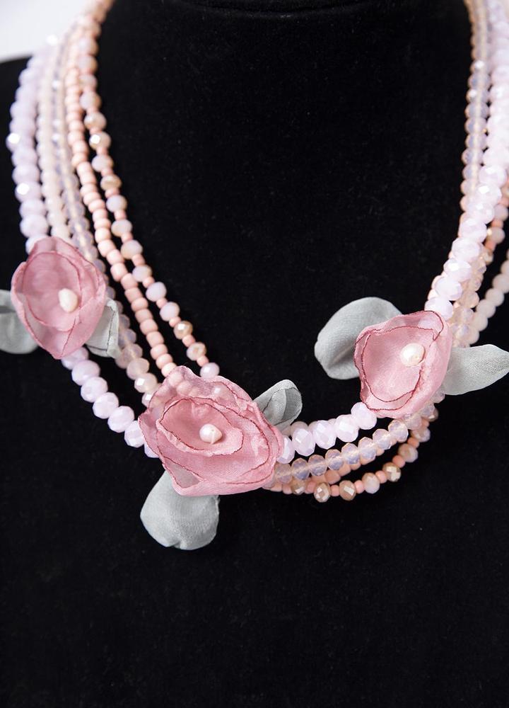 Pink Stone Flower Necklace