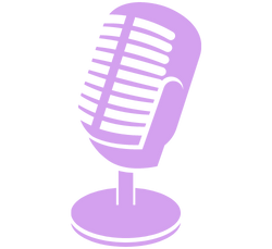 a pink cartoon microphone icon