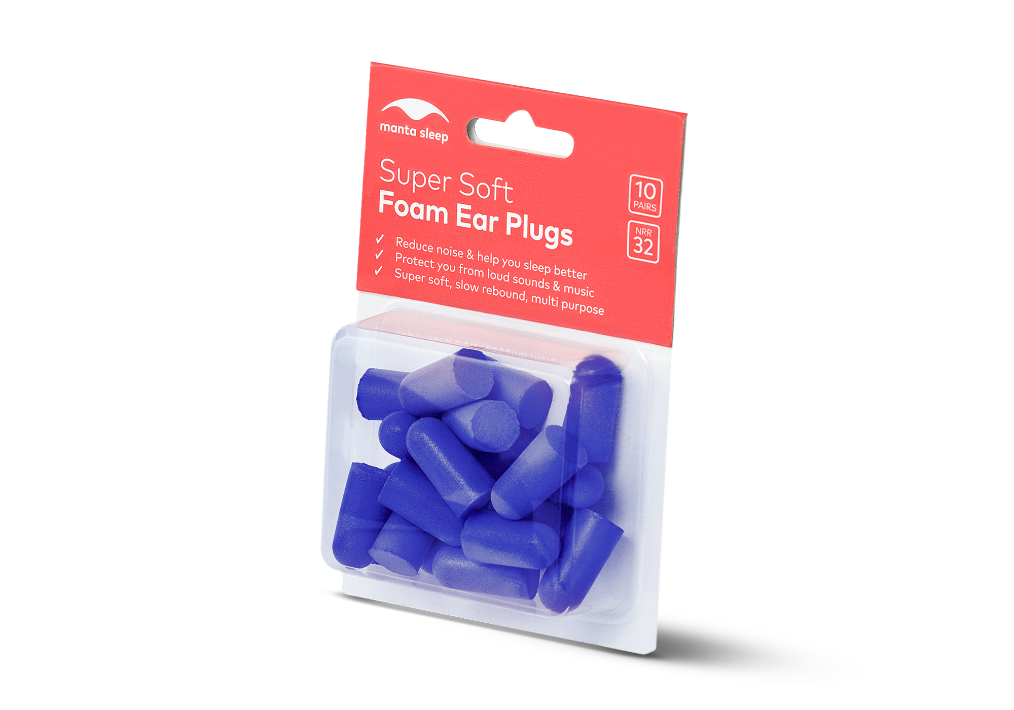 10 pairs of blue foam earplugs are sleep accessories that block out noise.