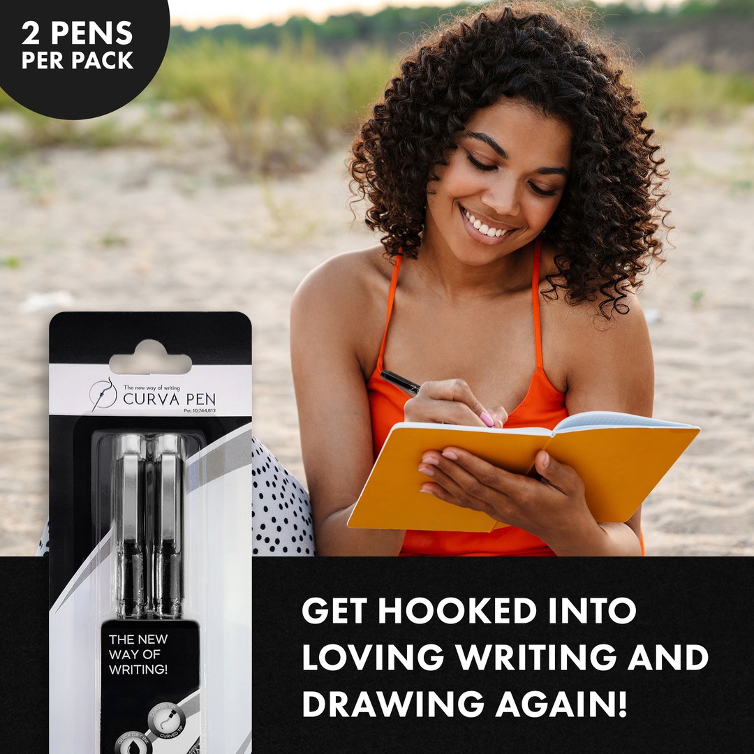 Curva Pen CurvaPen.com Premium Felt Tip Black Ink, Unique Patented Curved  Nib, Fine Point (Single Pack, Beige) : : Office Products