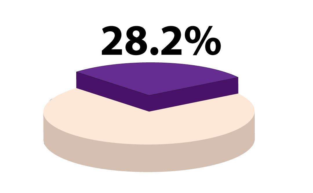 Pir chart showing 28% of adults reported brainfog.