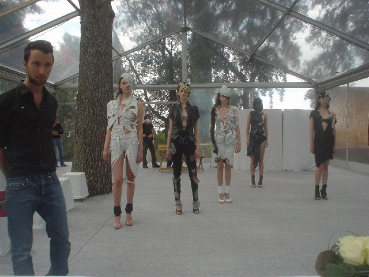 A young Anthony Vacarello of Yves Saint Laurent presents his graduate collection for Joseph Quartana at Festival Hyeres, 2004. Photo by Joseph Quartana.