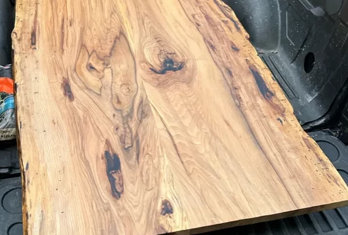 live edge hickory dining table top