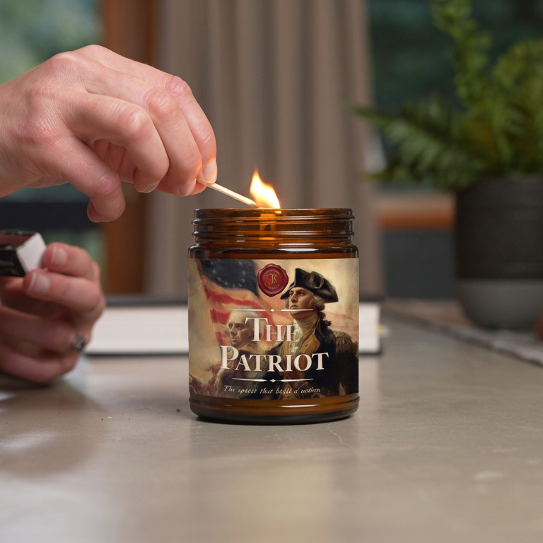 Light a candle that sets the mood like The Patriot - smells like cedar, leather, and wood.