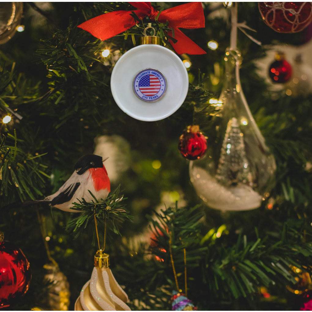 Patriotic Porcelain Christmas Ornament to Celebrate America 250