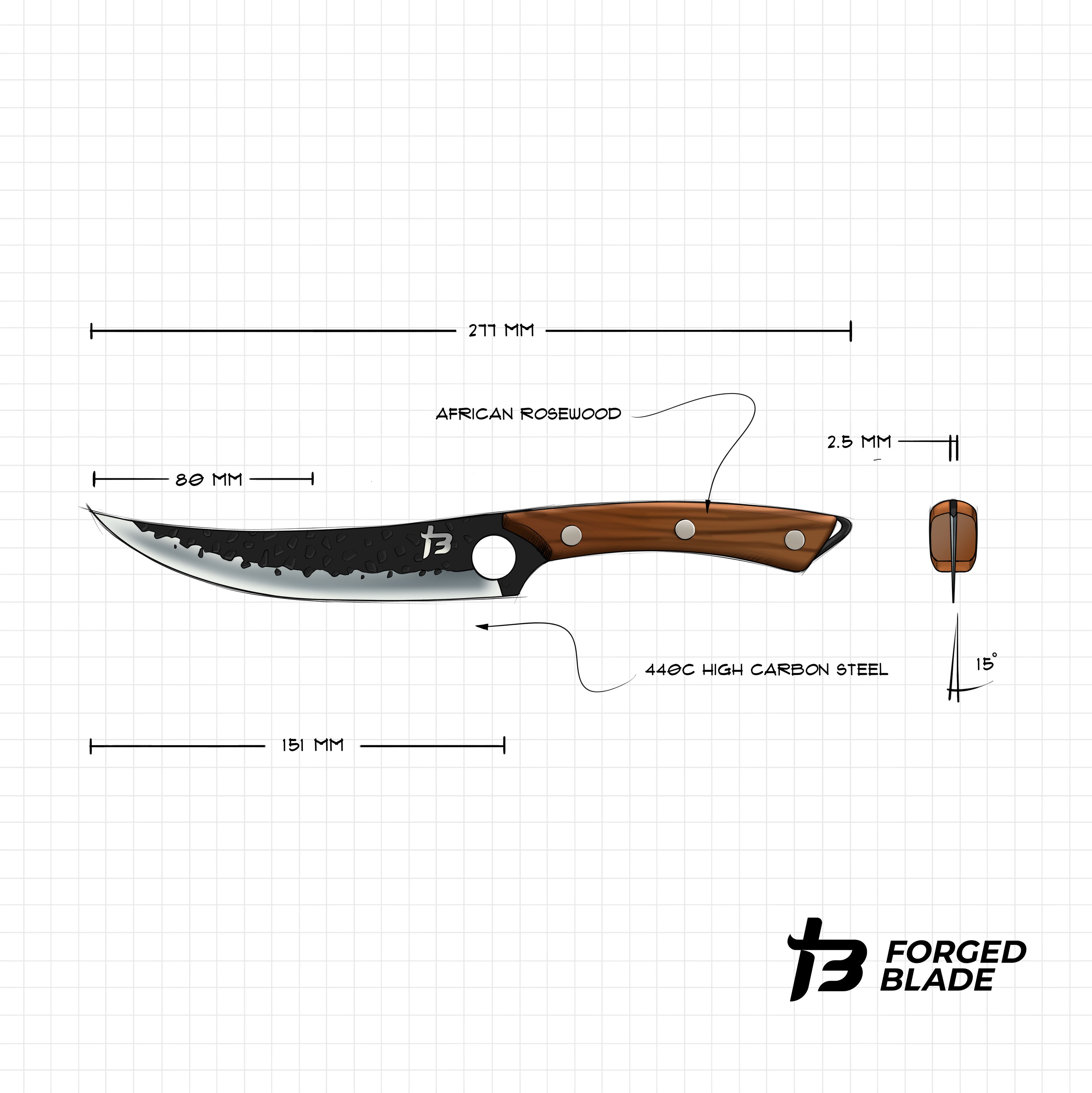 Fiskur Fillet Knife Design Sketch