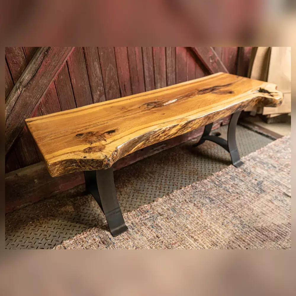 live edge oak bench