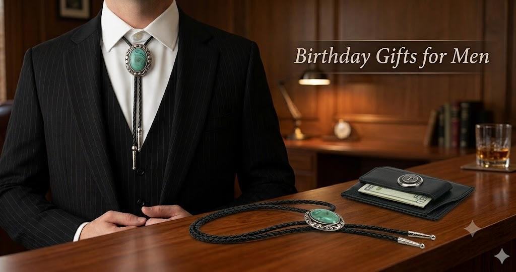 Gifts for his birthday bolo ties and money clip