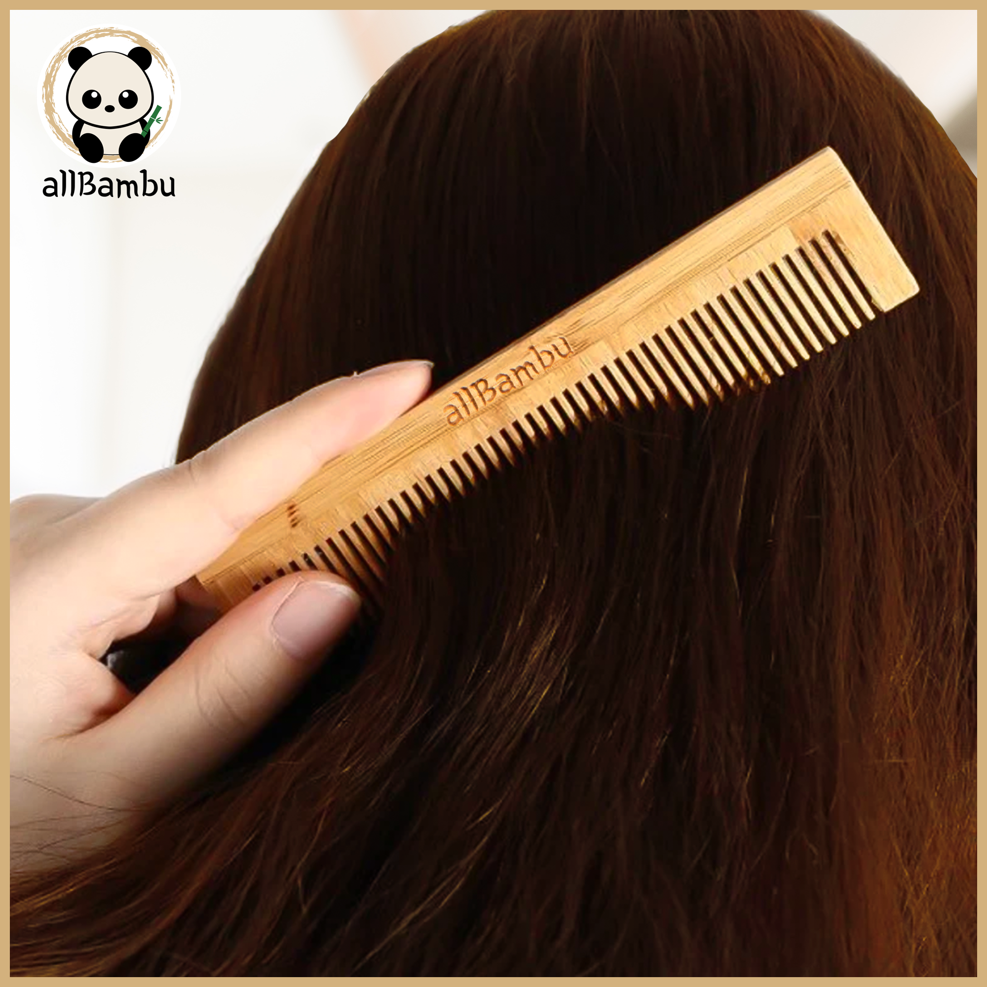 Bamboo comb combing hair