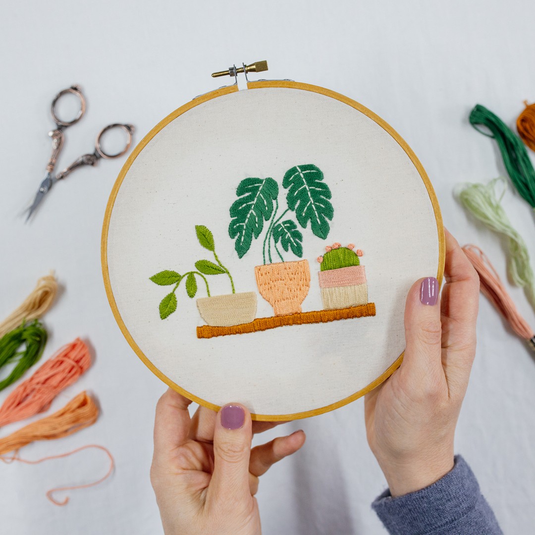 This is an image of the Long and Short Stitch in the Pot Plant Shelfie pattern, available at the Clever Poppy Shop.