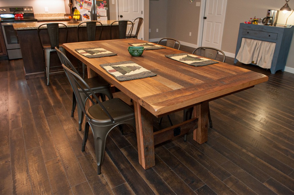 rectangular barnwood dining table