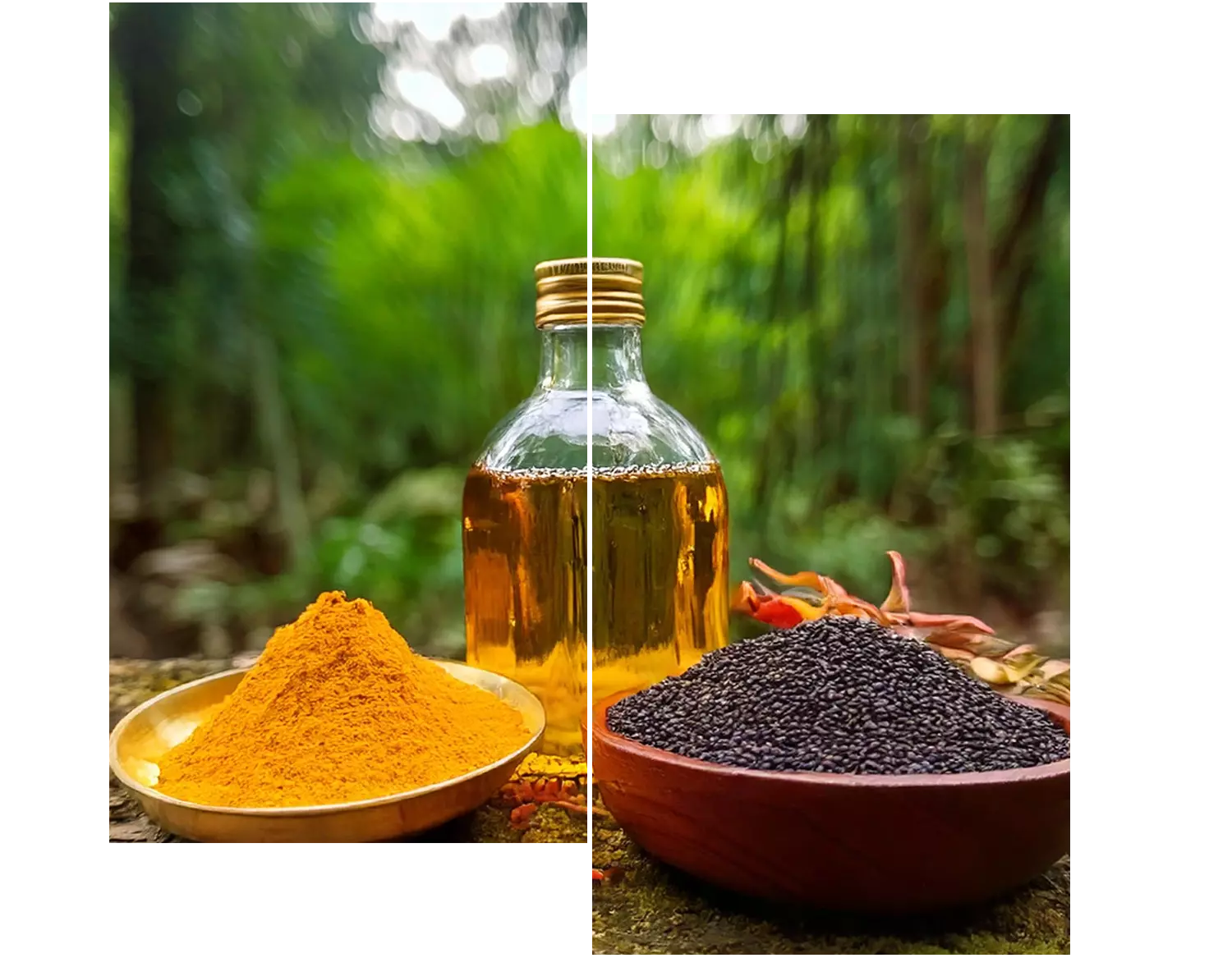 Giloy (also known as the Nectar of Immortality), Black Gram (Ayurveda’s very own uber nourisher), Manjistha (a powerful glow-booster, Bakuchi Oil (the safe, just as powerful alternative to retinol), Turmeric, Saffron