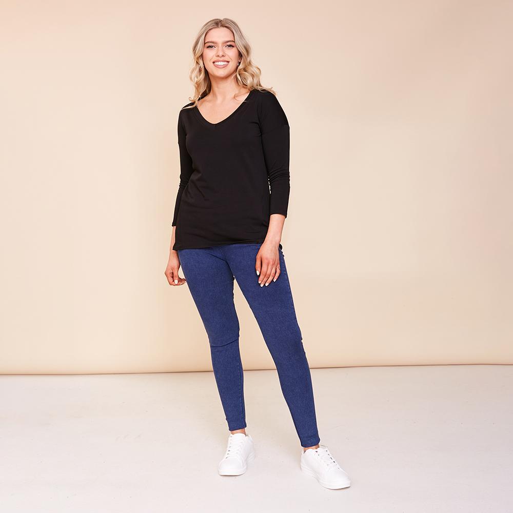 Riley V Neck Top (Black)