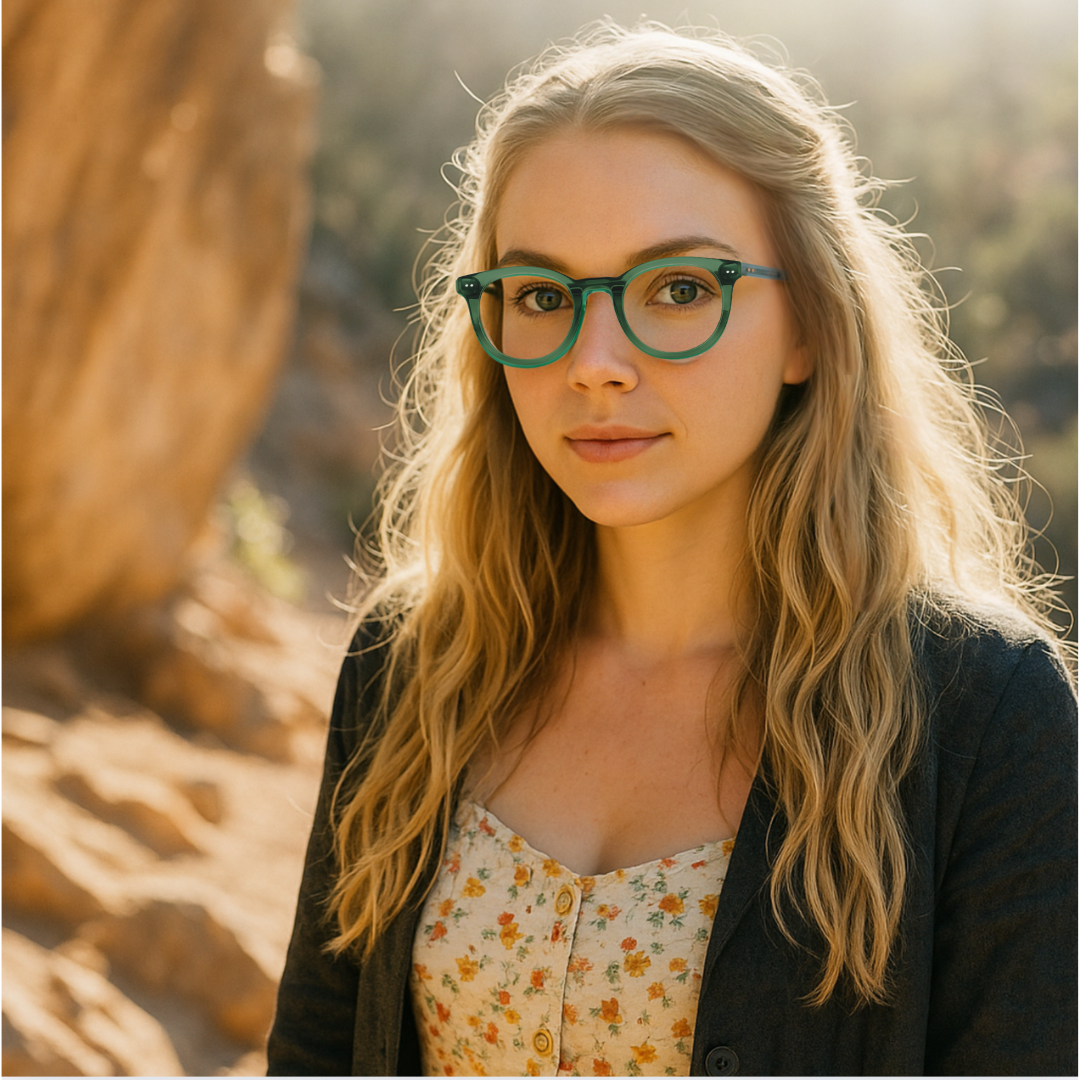 Girl with green glasses Hobbs