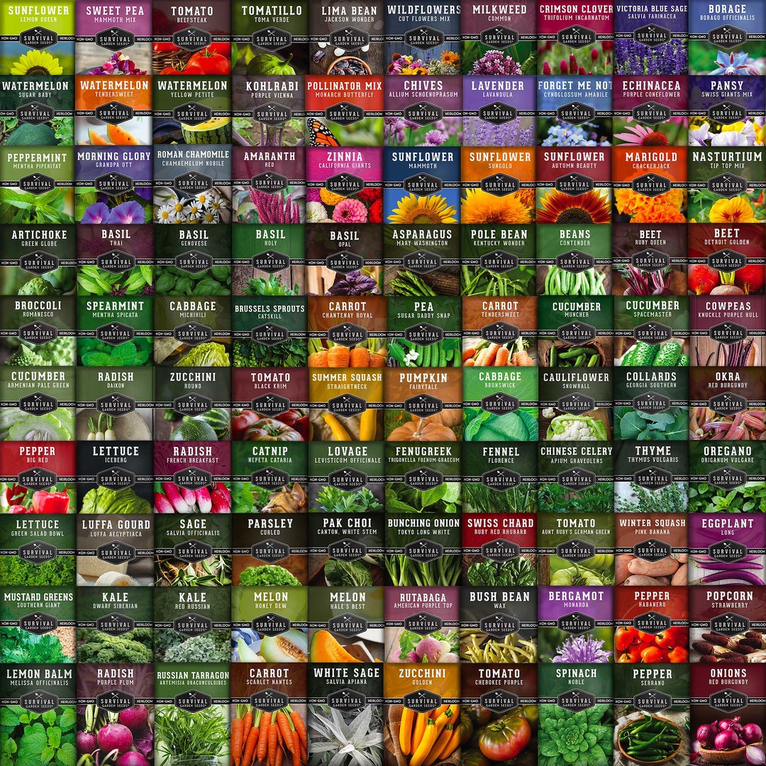 100 packs of heirloom garden seeds for your survival garden