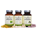 Bottles of Herbal Roots Oil of Oregano, Black Elderberry and Organic Garlic