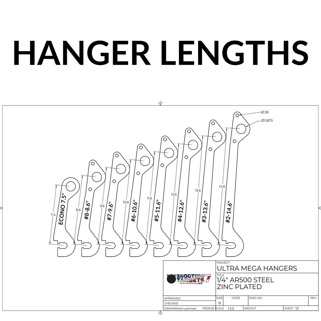 ultra mega target hanger lengths