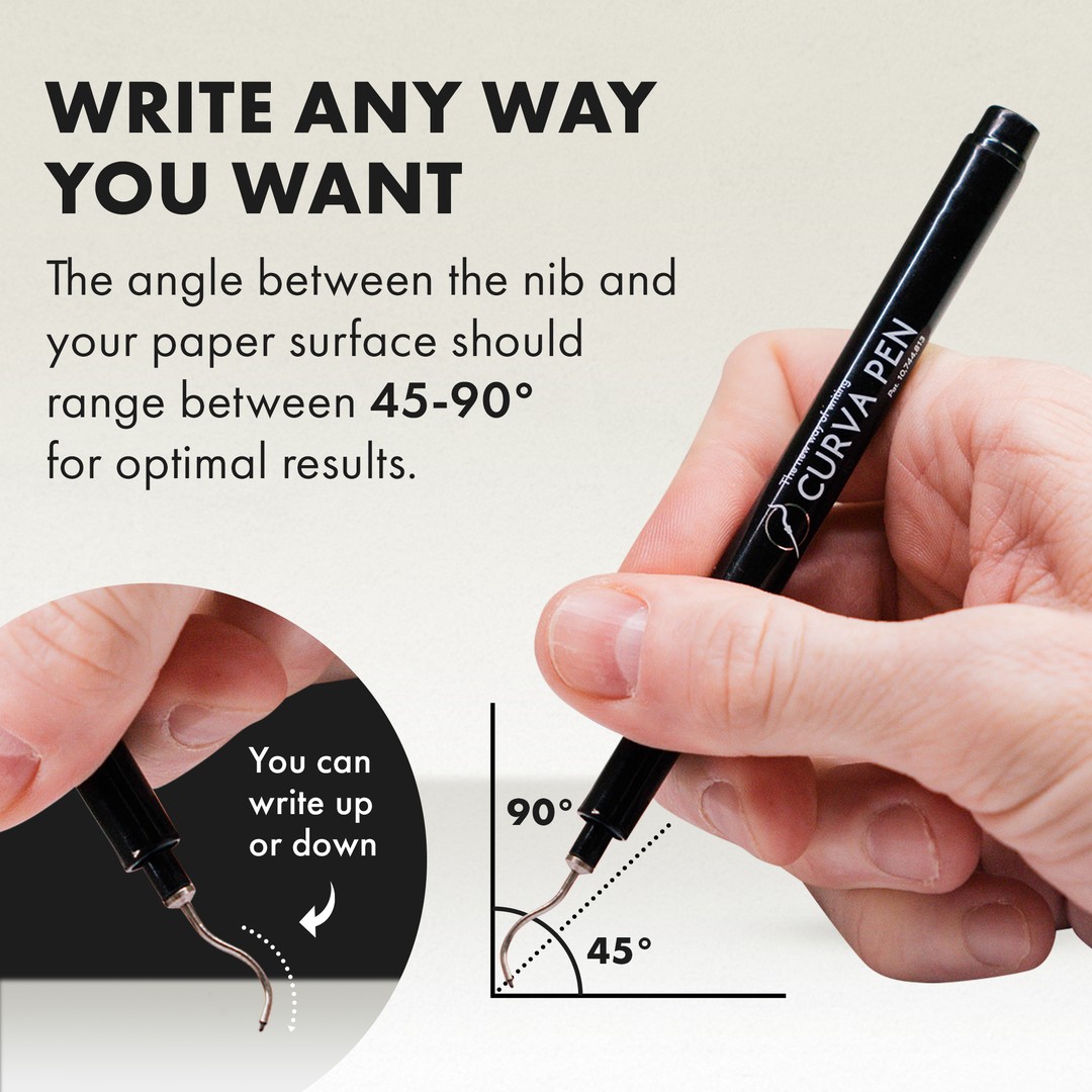 Curva Pen CurvaPen.com Premium Felt Tip Black Ink, Unique Patented