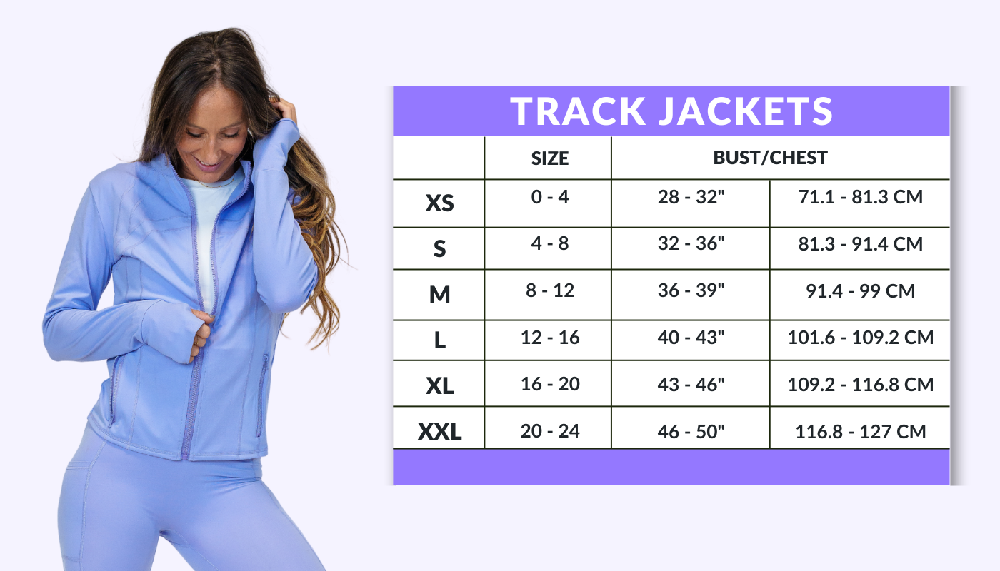 track jackets sizing chart