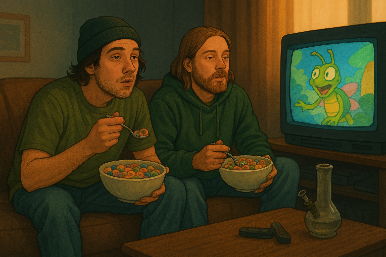 Stoner Dudes Watching Cartoons