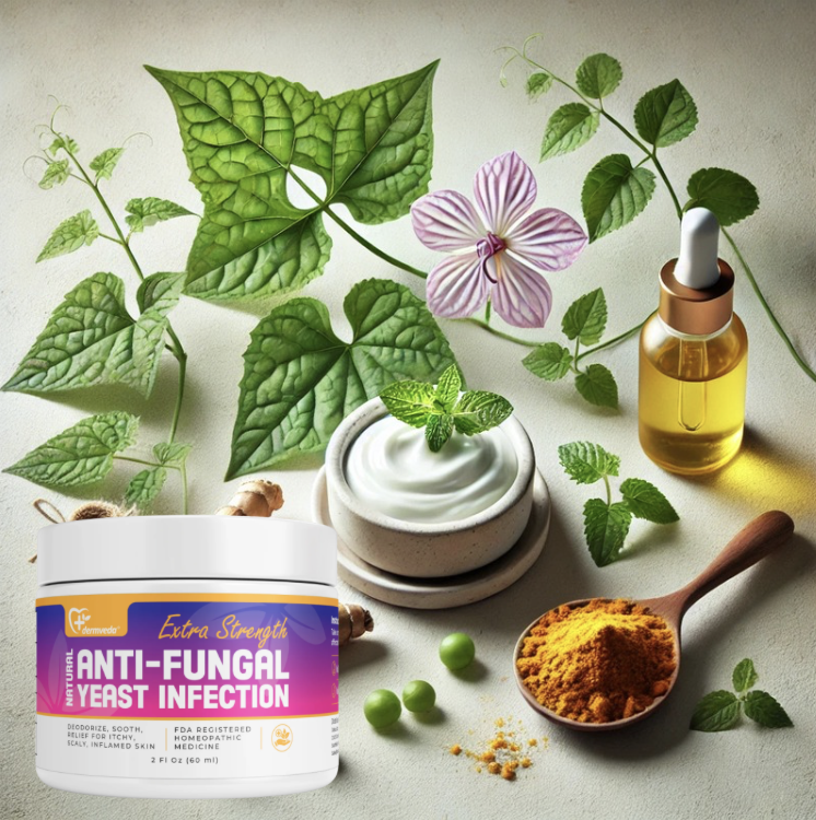 Cardiospermum, turmeric, peppermint, and olive oil in antifungal cream