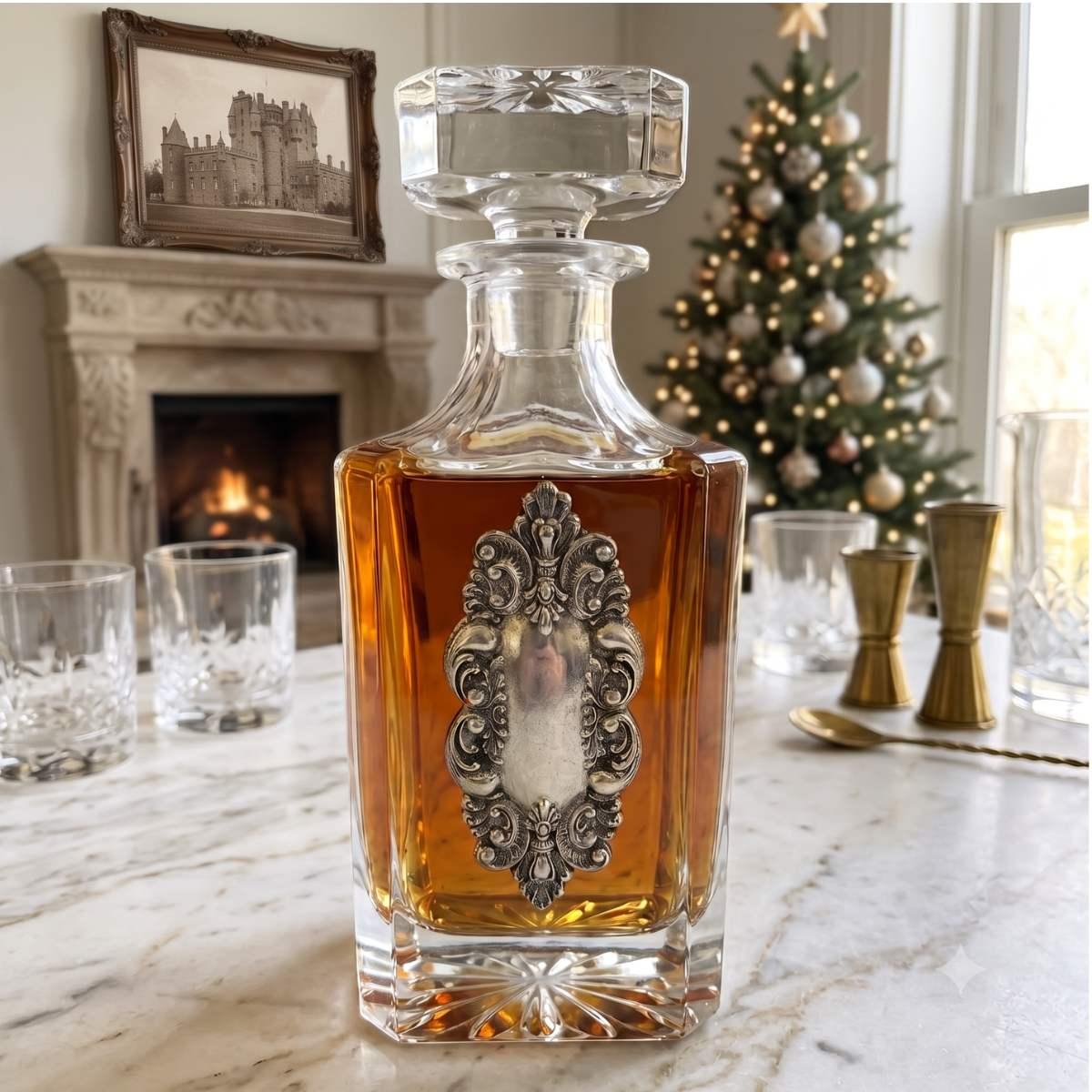 Silver Scottish Thistle Decanter Set Christmas Gift