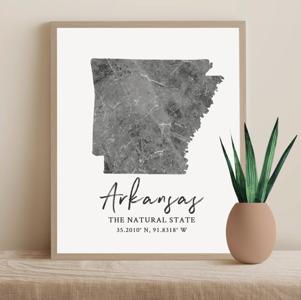 Arkansas State Map Silhouette print