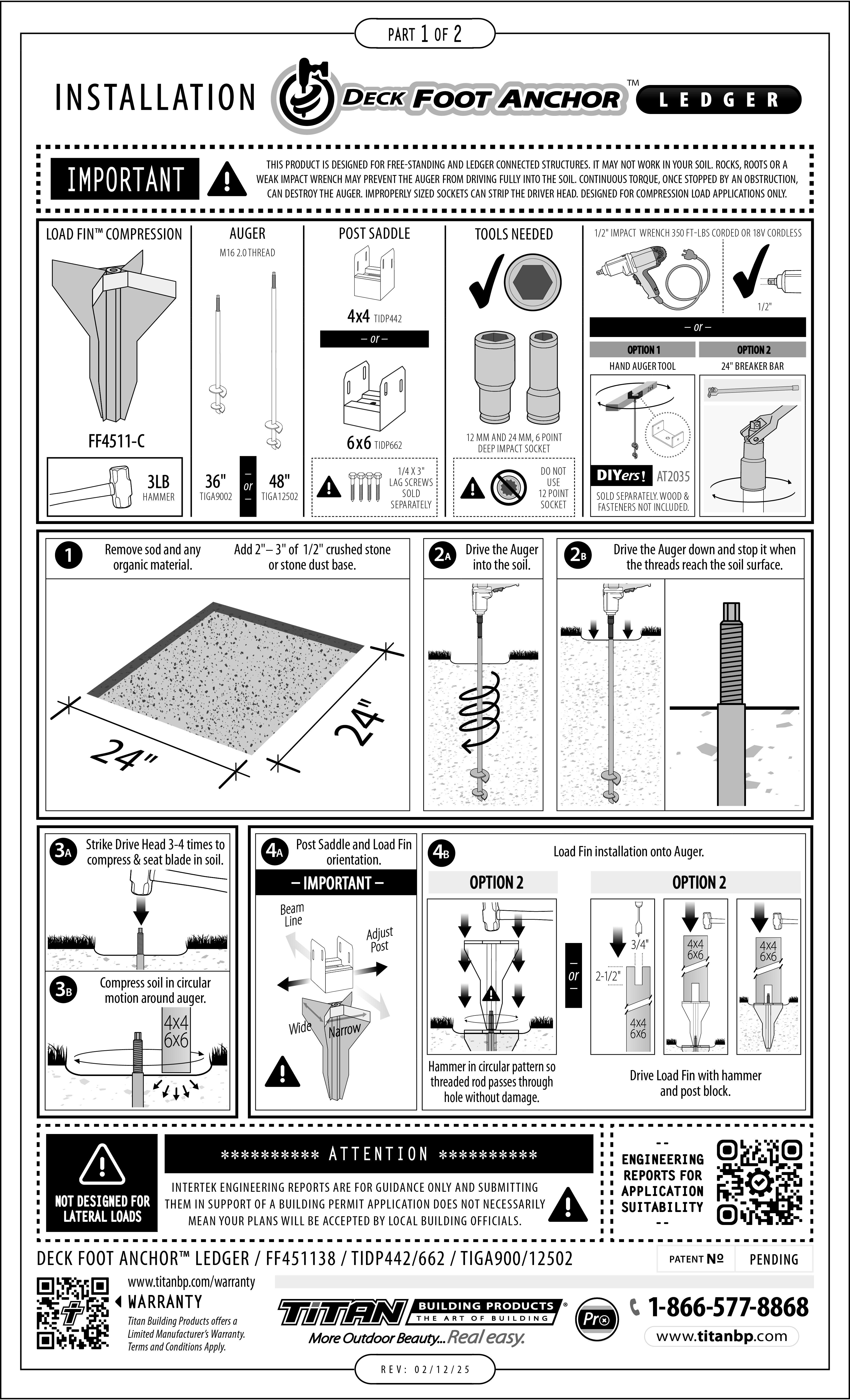 Deck Foot Anchor Ledger