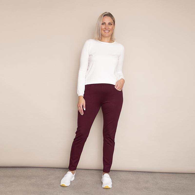 Ann Stretch Waist Trousers - Plus Size (Wine)