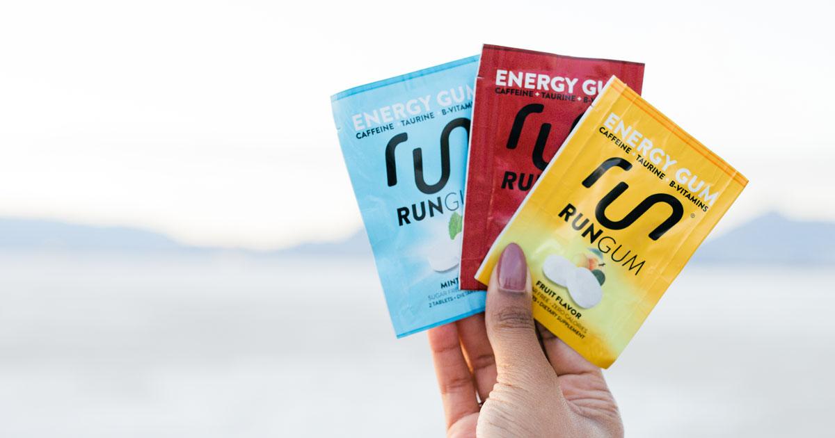 Energy Gum by Run Gum Caffeine Gum for Runners. Caffeine Gum for Cyc