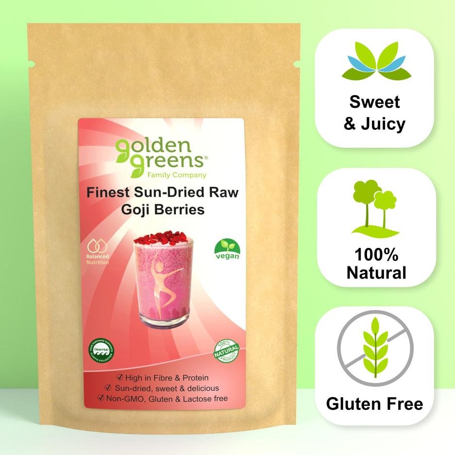 Pure Sun-Dried Goji Berries I 100% Natural Superfood - Golden Greens ...