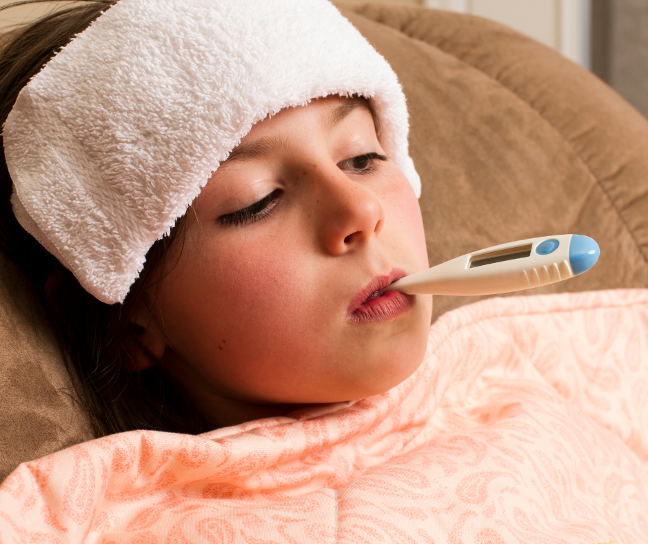 girl with a thermometer resting
