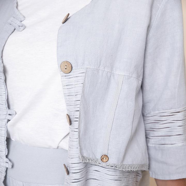 Wave Linen Box Jacket in Grey