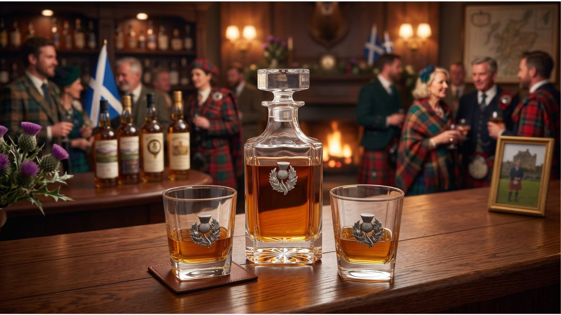 Silver Thistle Decanter Set | Gift for lover of Scotland