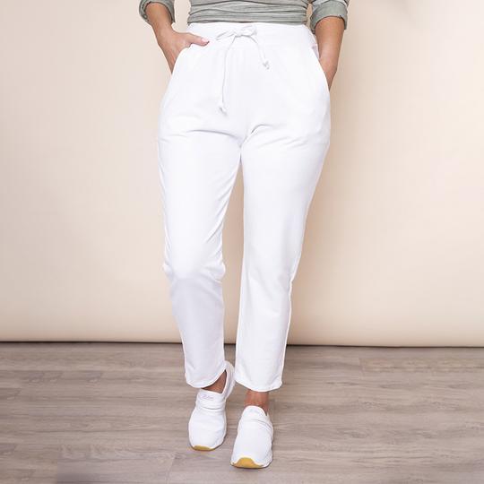 Drawstring Jersey Trouser in White
