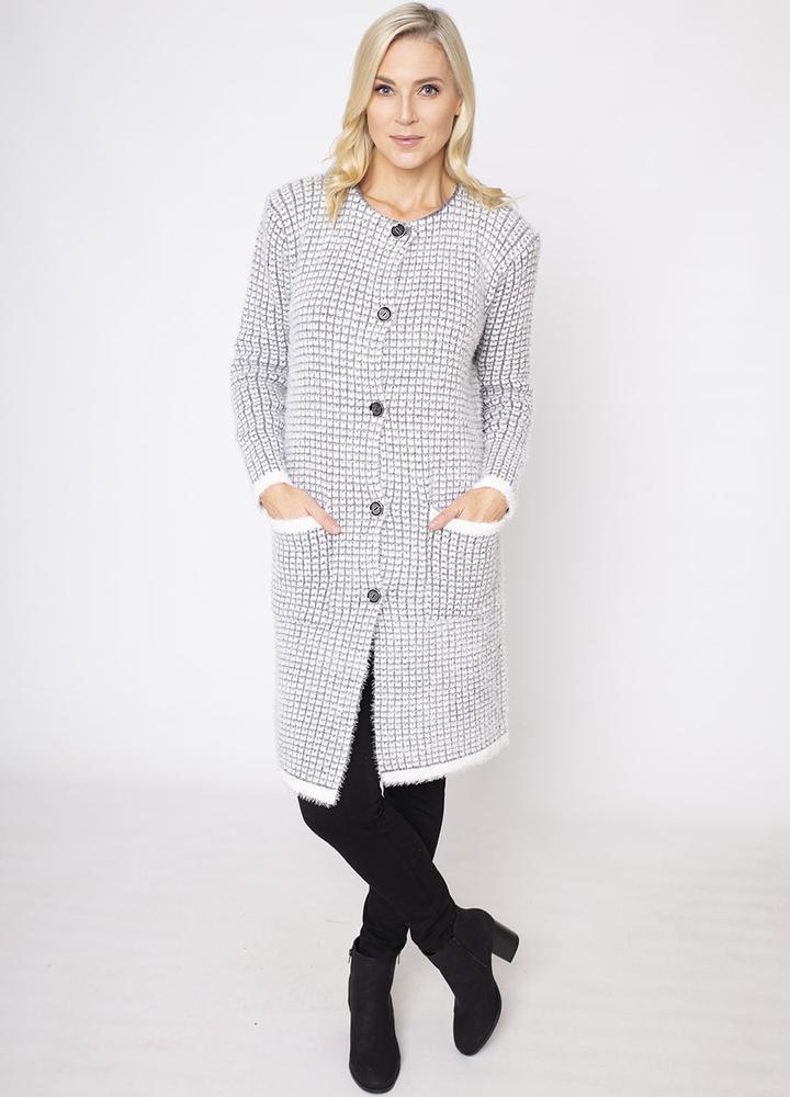 2 Pocket Mohair Cardi in Grey