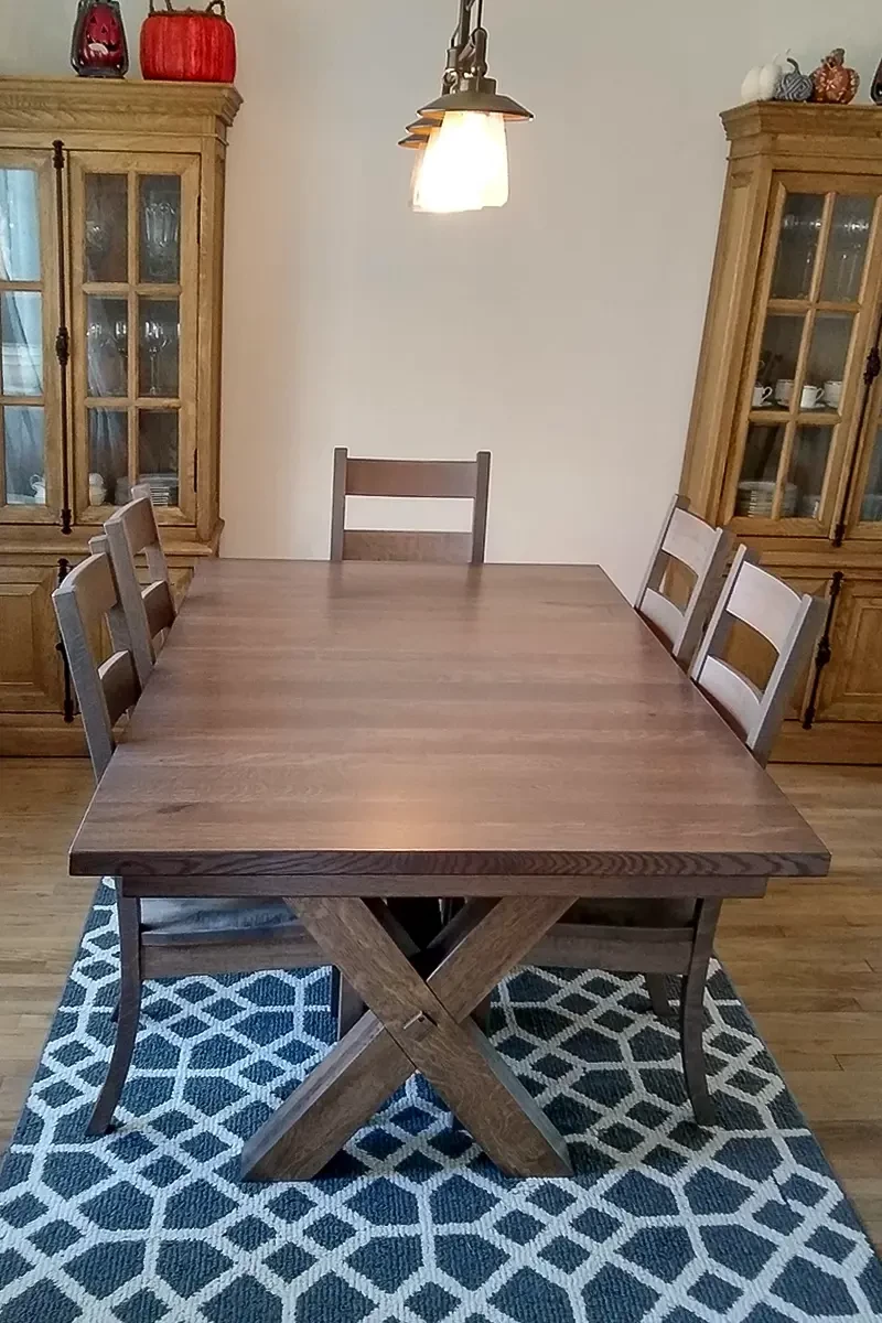X Base dining table solid wood